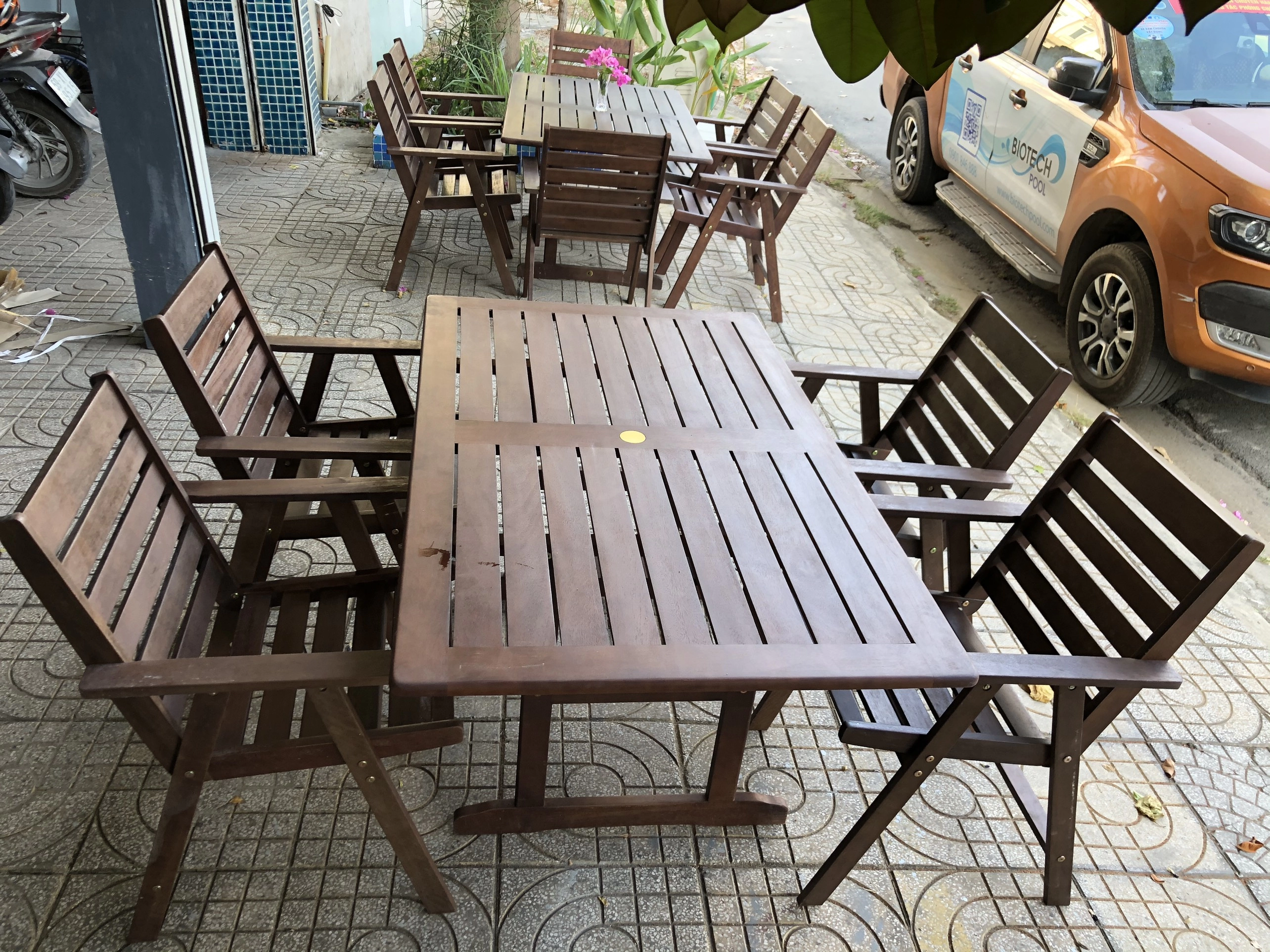 bộ bàn ghế gỗ 1ban 6ghe 1372 - Bộ bàn ghế gỗ dầu Nam Phi